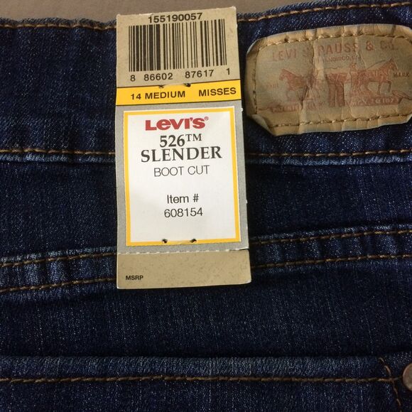 NEW Levi’s 526 Slender Boot Cut Jeans Dark Wash Size 14M Flap Pockets Womens - Picture 5 of 5